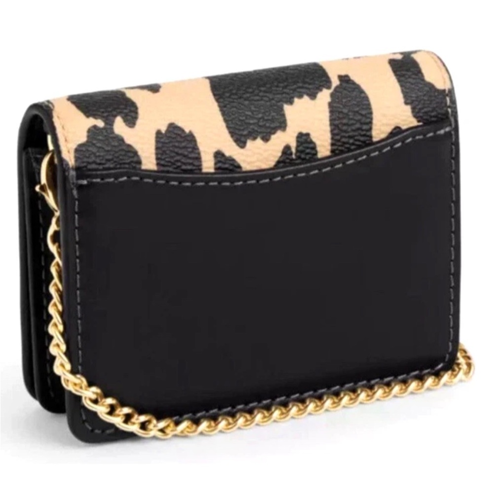 Coach Leopard Print Card Case Wallet with Gold Chain - Picture 7 of 7